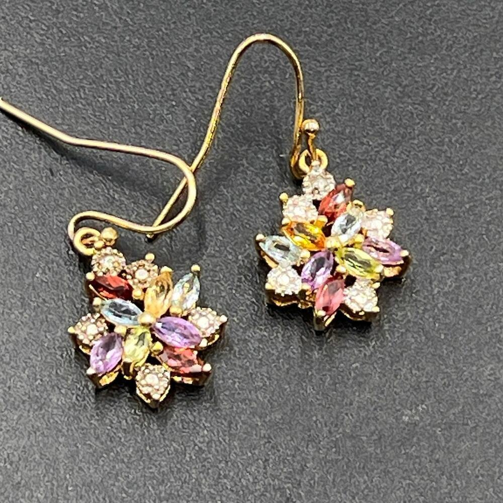 Ross Simons Sterling Silver‎ Gold Plated Multicolor Seml Precious Stone Earrings